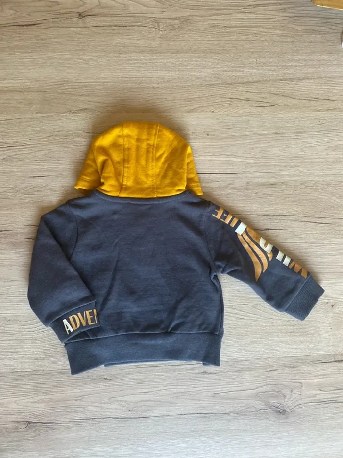 Sweat pull capuche hiver garçon 6 mois gris bleu - photo numéro 6