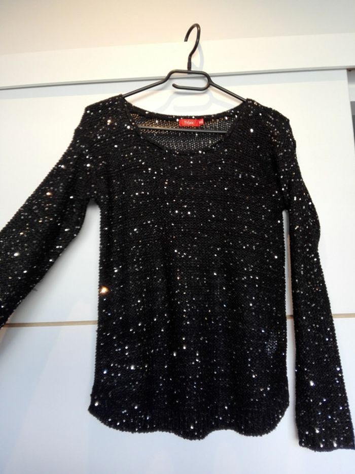 Pull legé noir pailletté - photo numéro 4