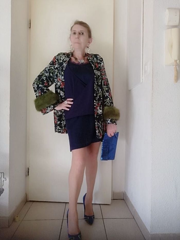 Robe effet drapée bleu nuit PROMOD