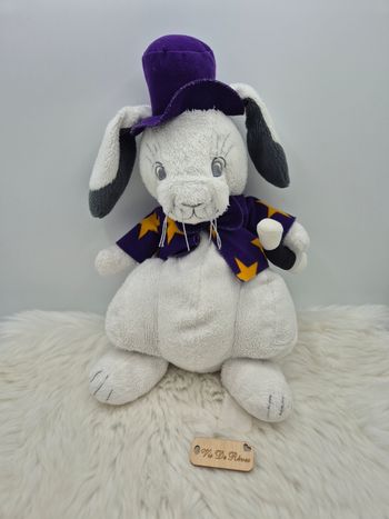 Doudou peluche Lapin Ikea Magicien Blanc violet jaune