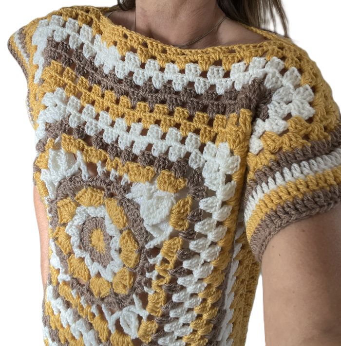 pull crochet manches courtes bohème - photo numéro 4