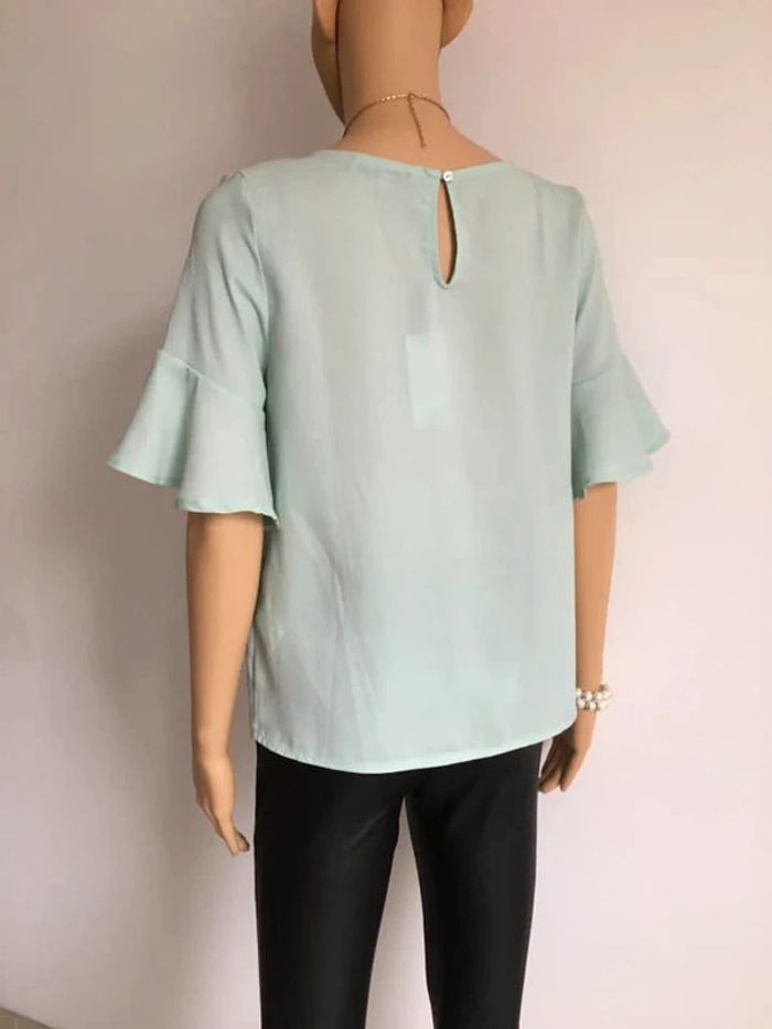 Blouse verte turquoise neuve à manches courtes Morgan taille 38 - photo numéro 7
