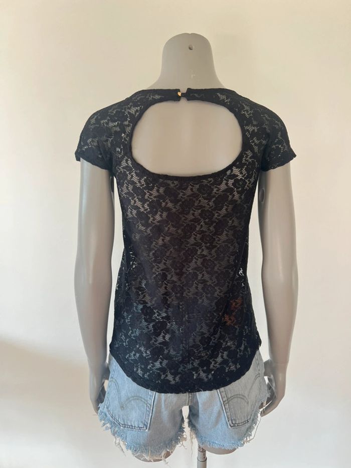 🖤 T-shirt en dentelle noire transparent – Taille S - photo numéro 4