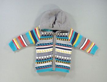 Gilet capuche tricot sherpa multicolore rennes ORCHESTRA 6 mois 67 cm garçon