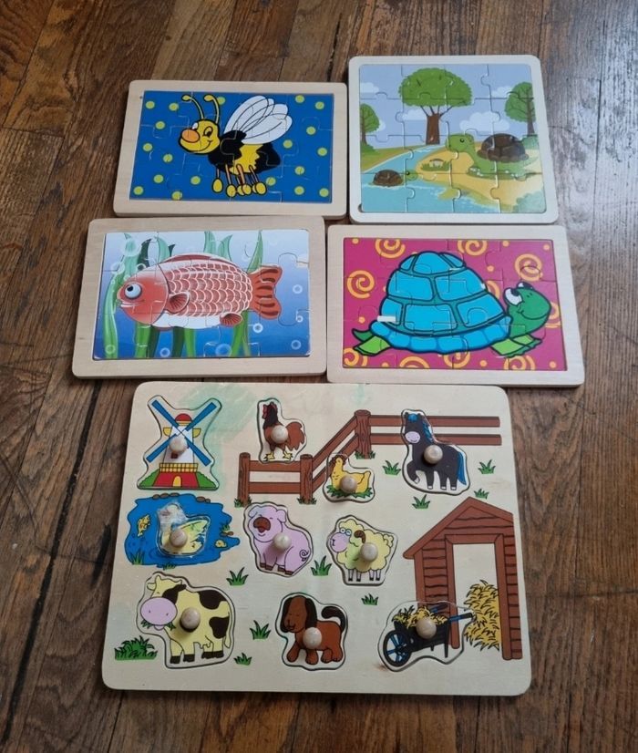 lot de 5 puzzle en bois jouet enfant