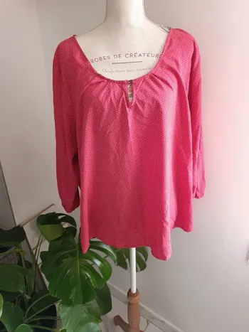 🎀 jolie blouse rose motif point taille 48 🎀