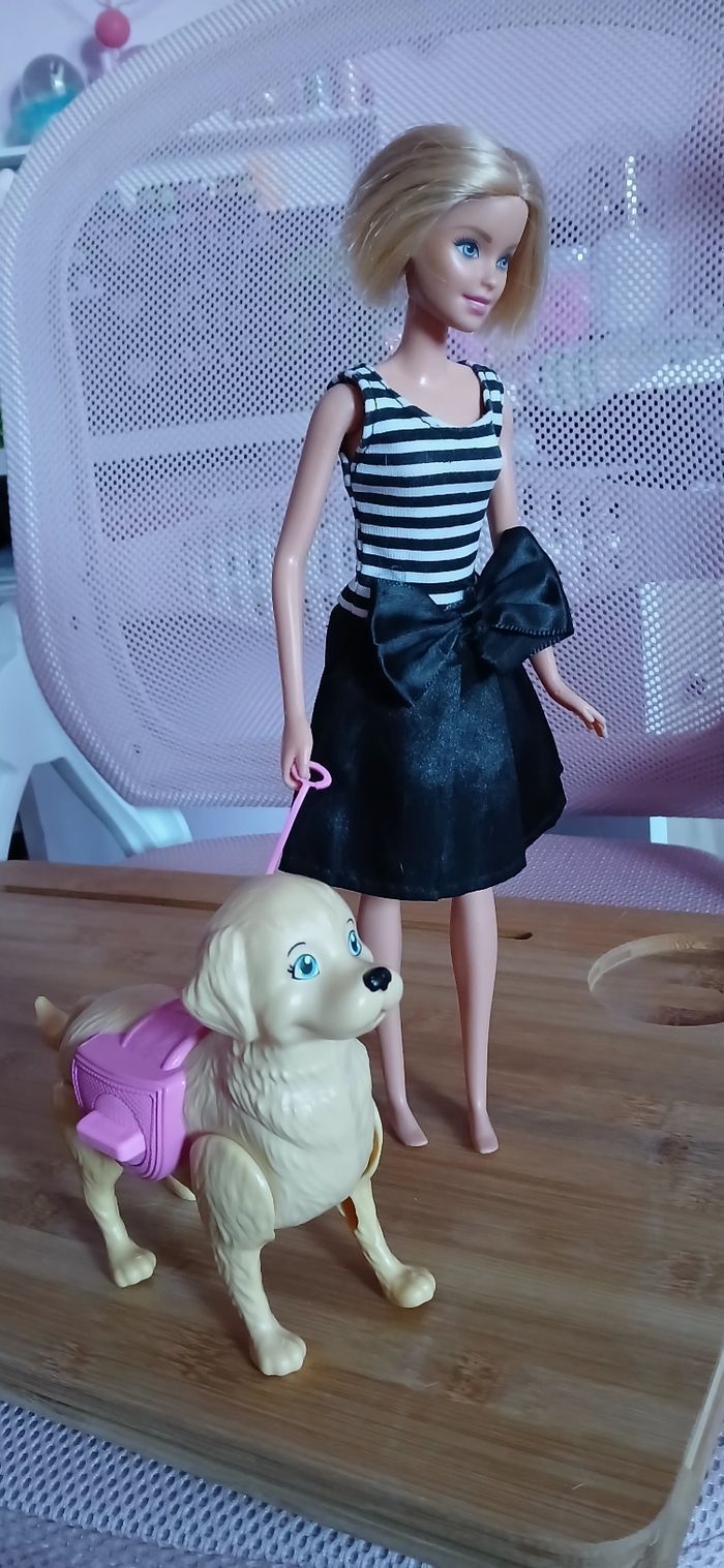 Barbie et son chien qui marche
