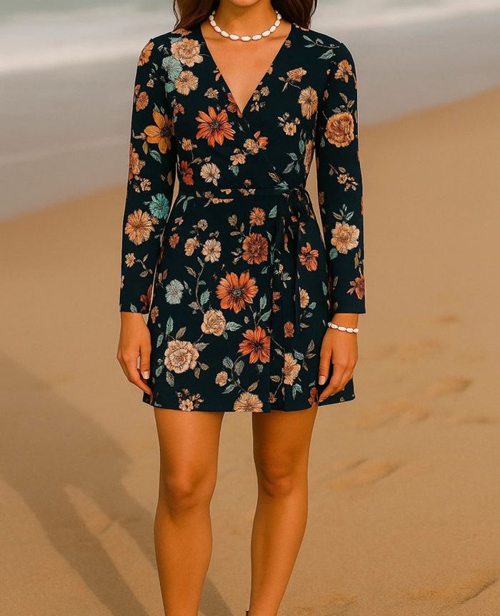 Robe portefeuille à fleurs Goldie