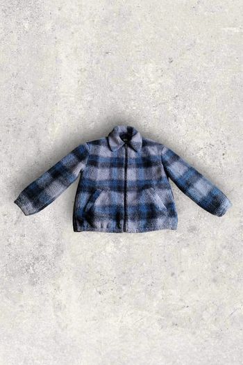 Veste sherpa polaire matelassée BDG Urban Outfitters coupe loose femme bleue taille M