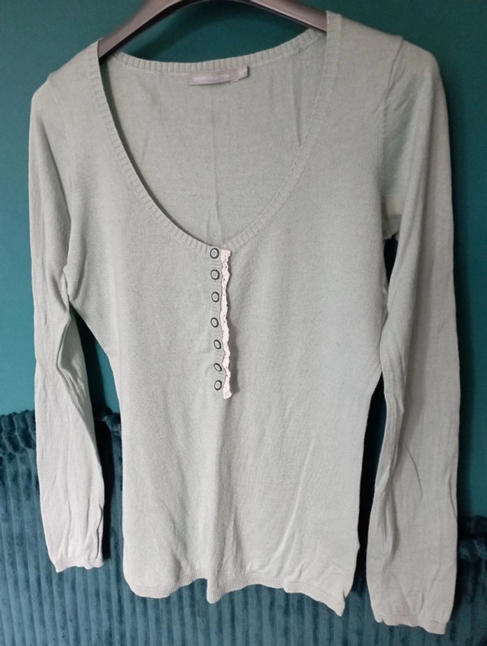 Pull maille fine vert clair
