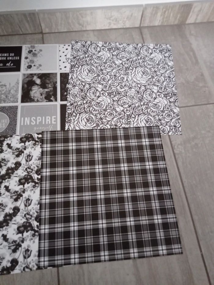 Lot de 5 feuilles scrap Noir et blanc - photo numéro 3