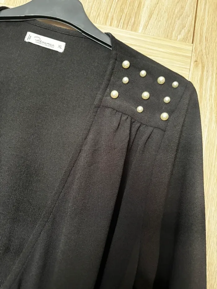 Robe portefeuille de grossesse noire perles Premaman t.xl - photo numéro 2