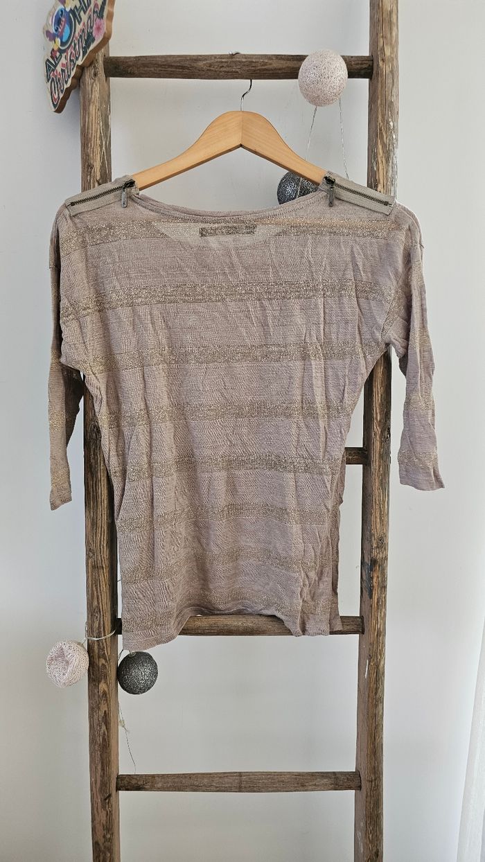 Blouse taille 40 L dorés manches 3/4 Bonobo - photo numéro 3