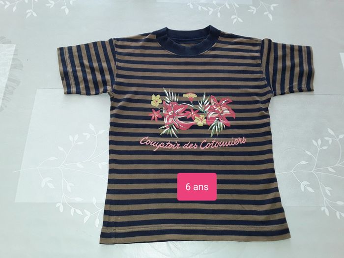 🔮 Tee Shirt rayé Fleurs en 6 ans 🔮