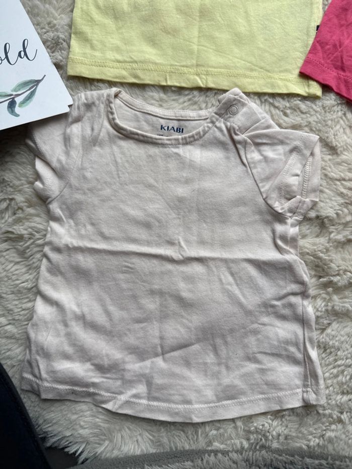 Lot 4 t shirt 3 mois fraise et oiseau kiabi tex tape a l'œil et mes petits cailloux - photo numéro 3