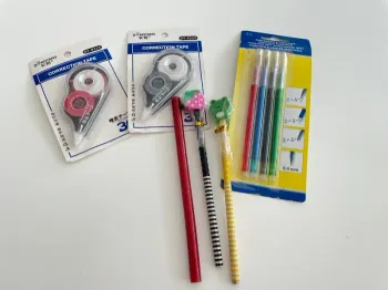 Mini set de rentrée scolaire : crayons, gomme, stylos, correcteurs (2)