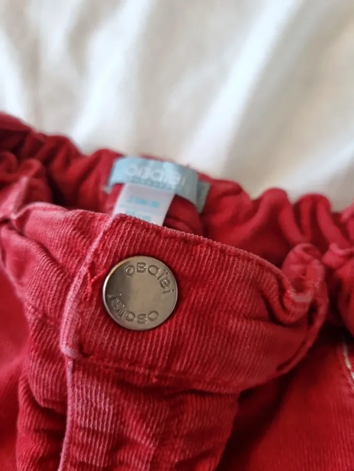 Pantalon réglable rouge 86cm - photo numéro 3