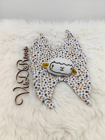 Doudou plat Mouton blanc jaune Gris Dpam