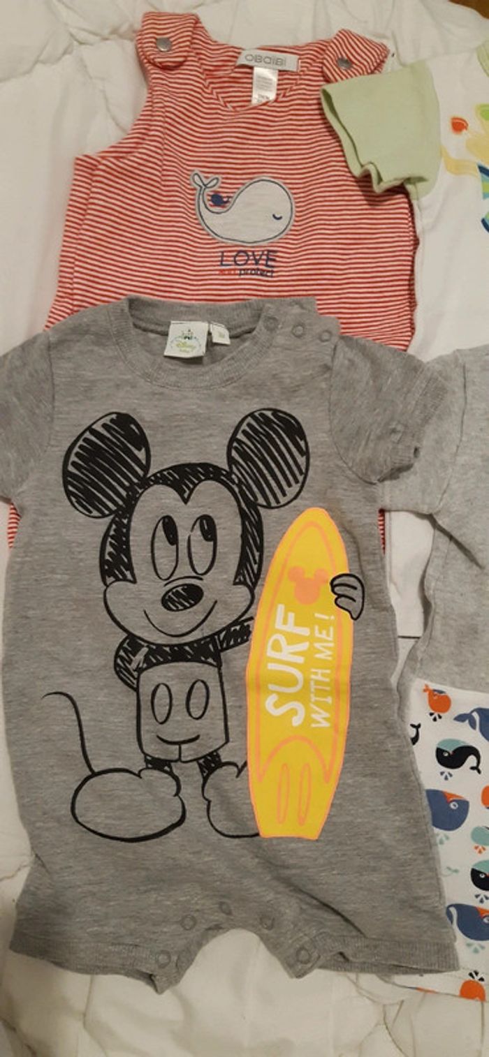 Lot de 4 barboteuses / bodies Mickey Girafe 3 mois - photo numéro 4