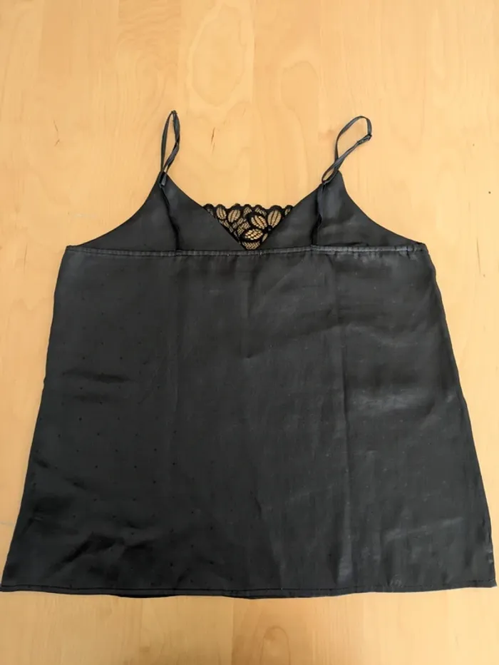 Caraco top a fines bretelles sarin et dentelle noir taille L Tex - photo numéro 5