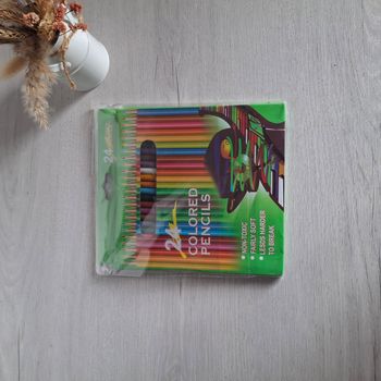 Set de 24 crayons de couleur en bois - École - Bureau - DIY - Coloriage - Neuf