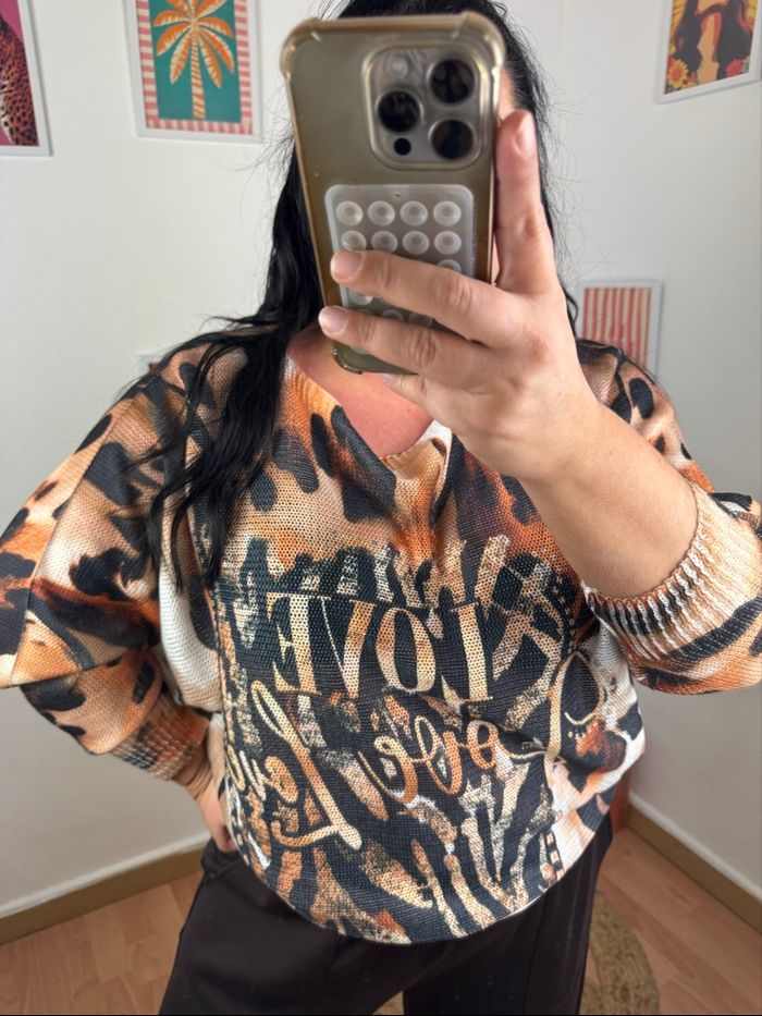 Pull léger imprimé léopard - photo numéro 2