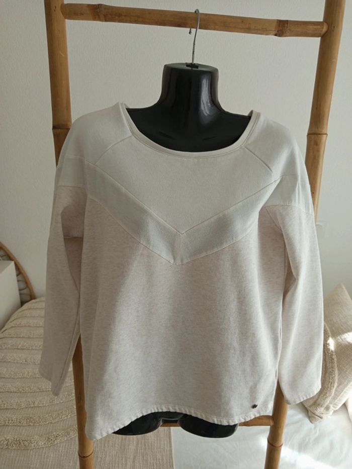 Sweat beige crème et blanc Bonobo taille M - photo numéro 2