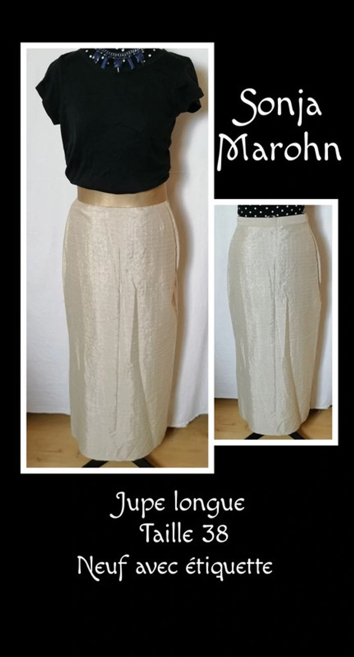 Jupe longue beige effet satin taille 40 Sonja Marohn