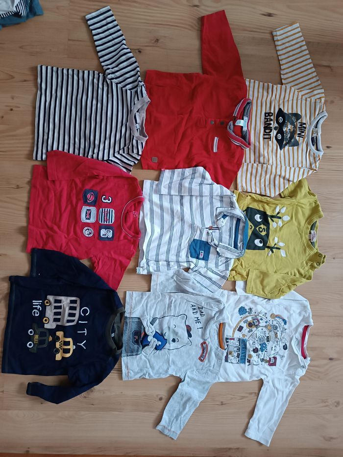 Lot T-shirt garçon manches longues 12 mois - photo numéro 1