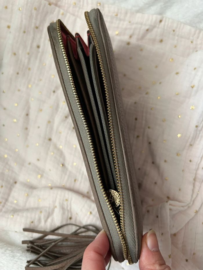 Compagnon Lancel en cuir taupe portefeuille - photo numéro 14