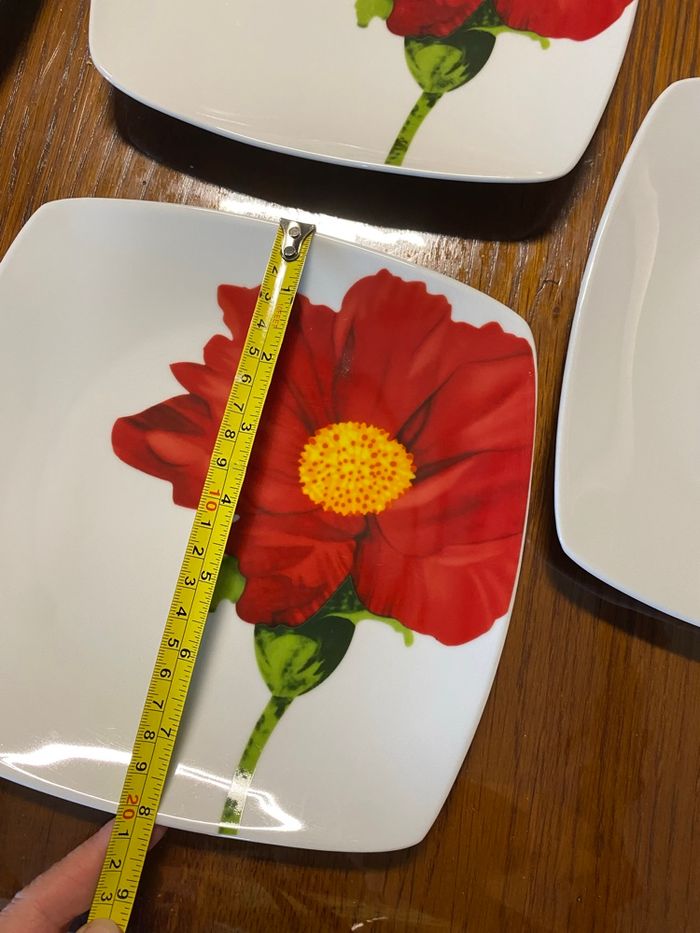 7 assiettes à desserts Coquelicots en porcelaine Vintage - photo numéro 4