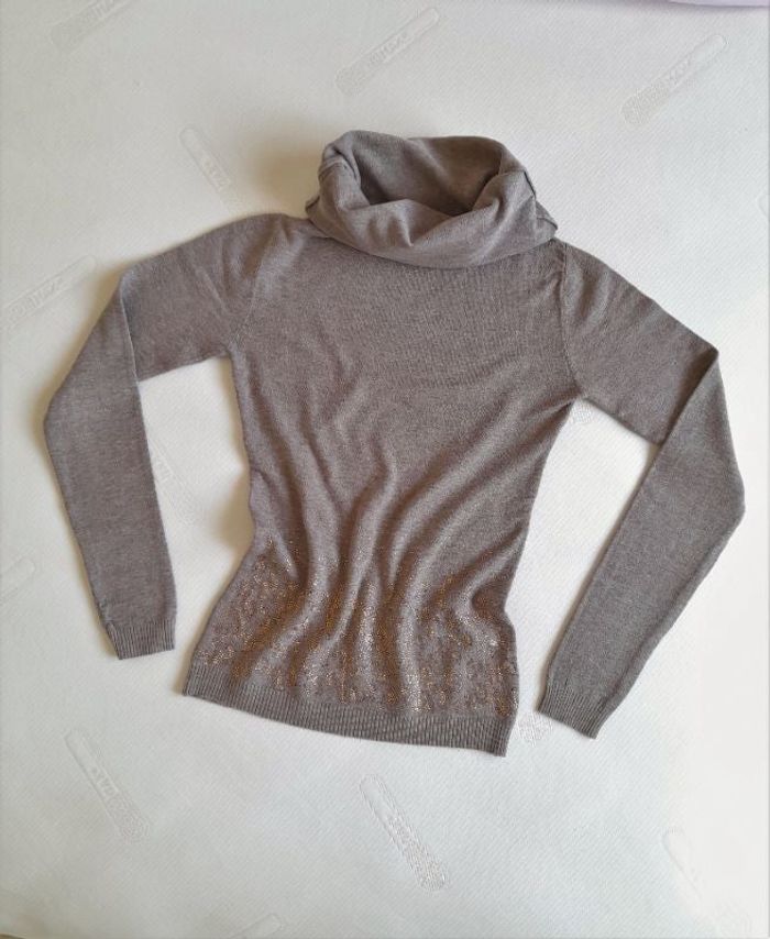 Pull col roulé détail strass - Camaïeu
