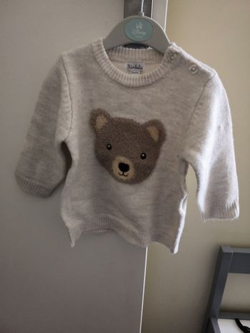 Pull épaule boutonnée (Tête ours, Beige) 9 mois (71 cm) Kimbaloo La Halle