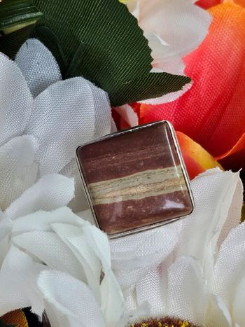 Bague en argent sterling 925 avec pierre jaspe coconut