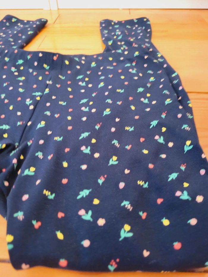 Legging sport bleu marine taille XS 34 coquette motifs fleurs floraux - photo numéro 5