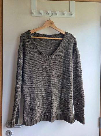 Pull kaki fil blanc et doré - promod - taille L