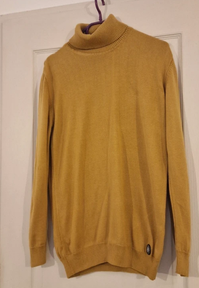 Pull Col Roulé Zelys Paris Moutarde Doré – Taille S – Coton/Viscose – Logo Lion – Excellent État - photo numéro 1