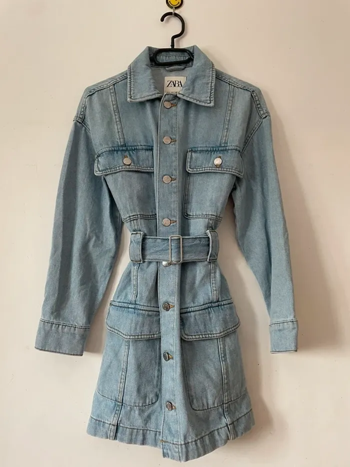 Robe en jean Denim Zara avec ceinture taille XS - photo numéro 6
