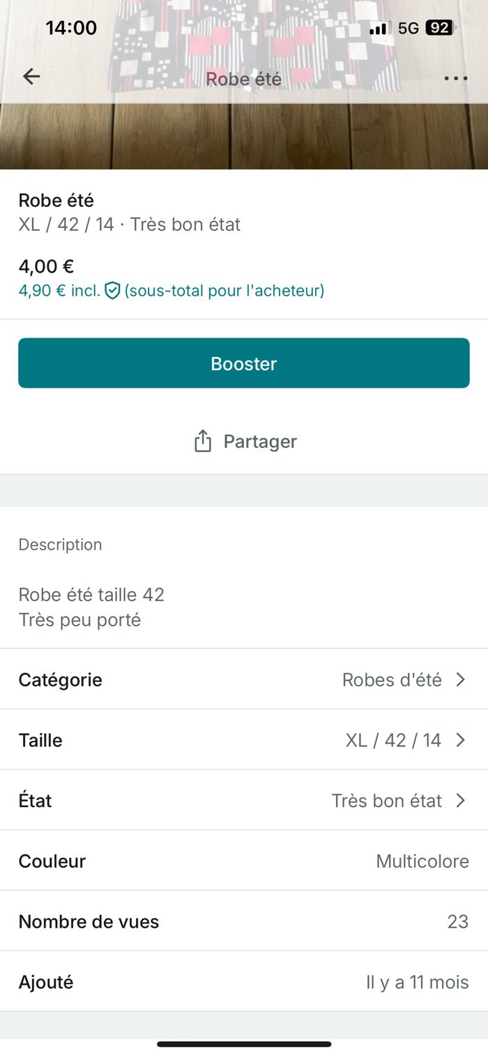 Robe été - taille 42 - photo numéro 2