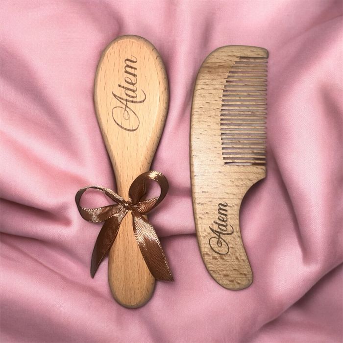 Ensemble de brosse et peigne en bois pour bébé personnalisé - photo numéro 8