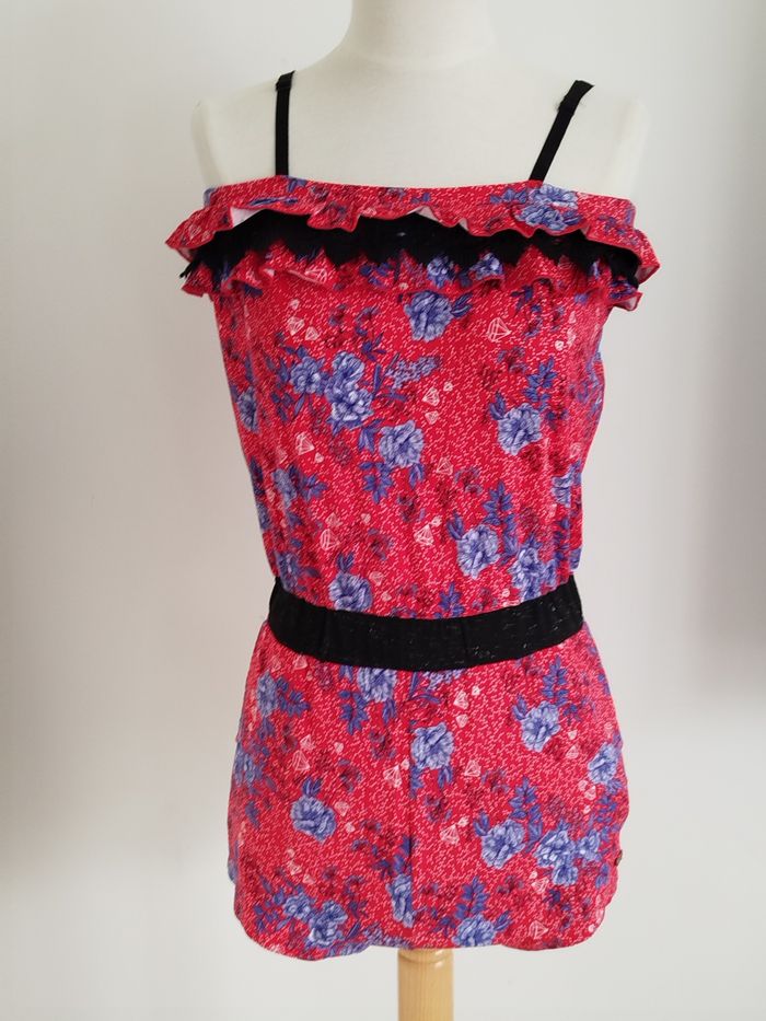 Combishort rouge fleurie Kaporal taille 14 ans - photo numéro 1