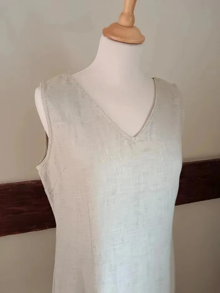 Robe longue beige tissu chanvre/lin - photo numéro 6