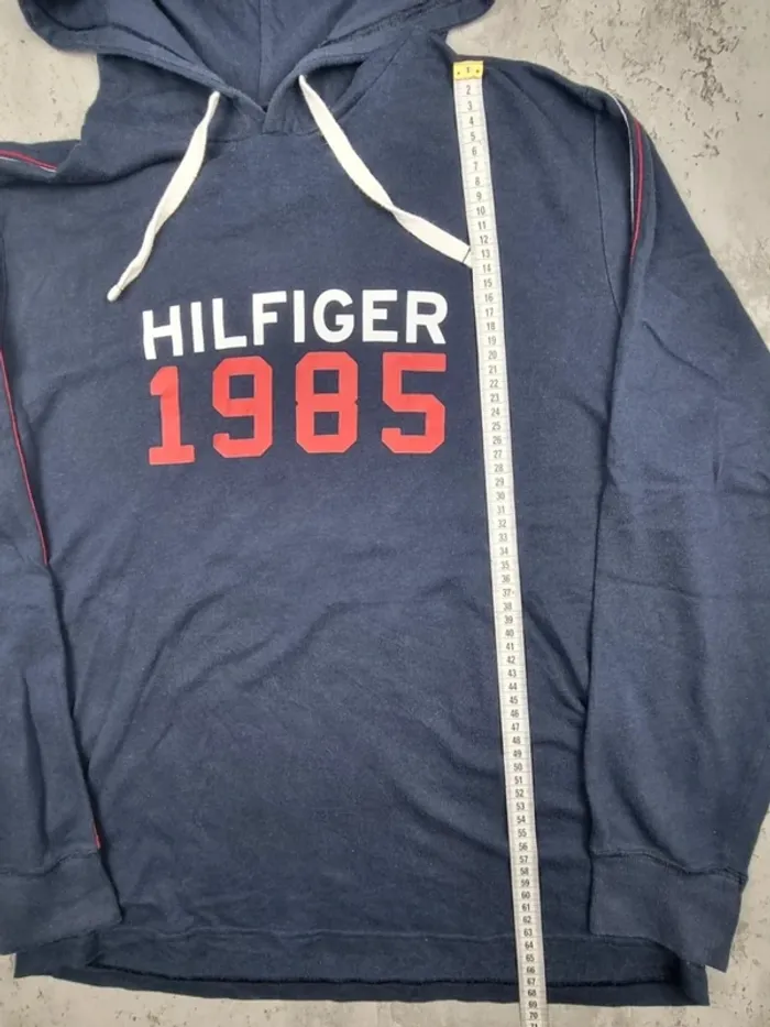Sweat fin à capuche Tommy Hilfiger bleu marine L Hommes (mesures en photos) - photo numéro 6