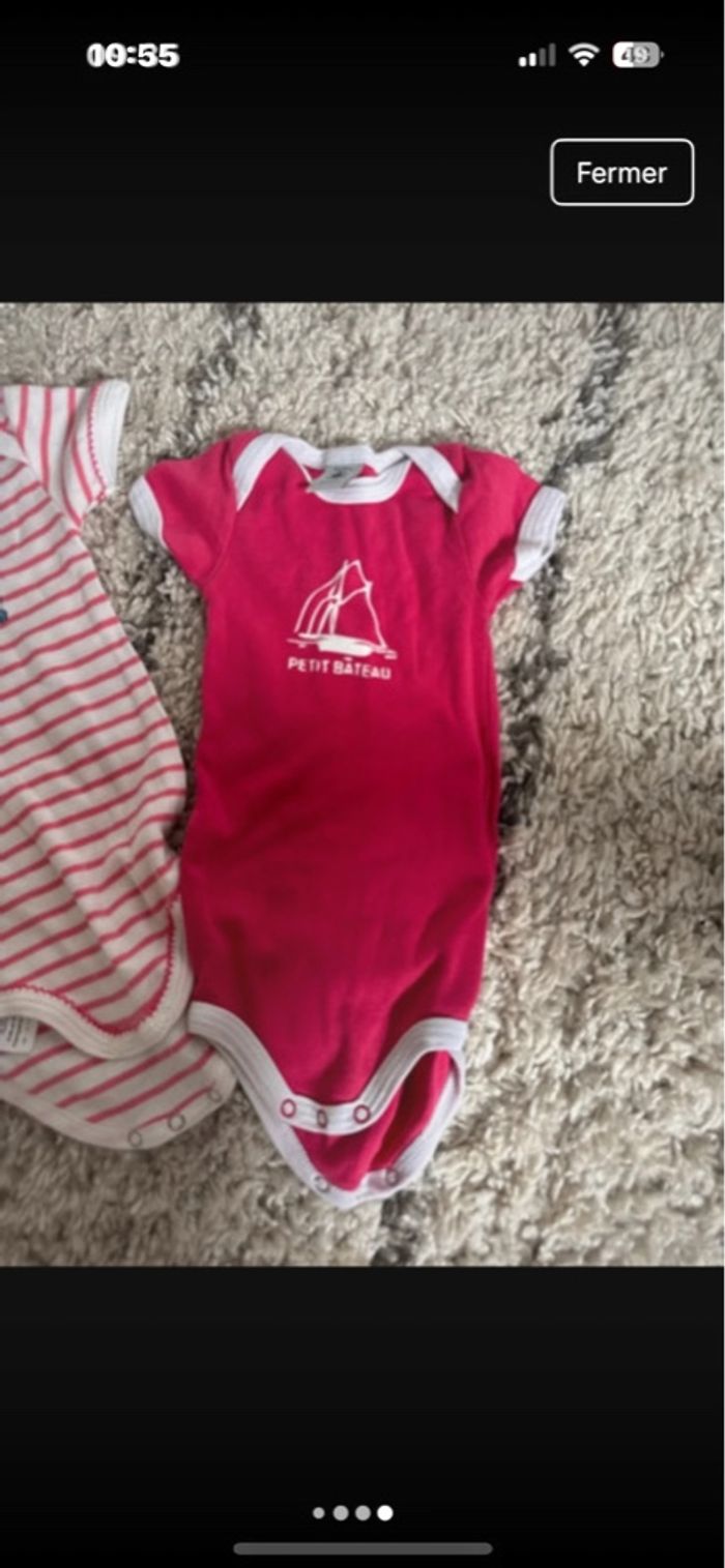 Lot 3 bodie petit bateau 6 mois très bon état - photo numéro 4