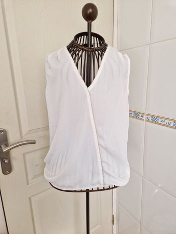 Débardeur fluide blanc avec liseret doré femme etam taille M/38