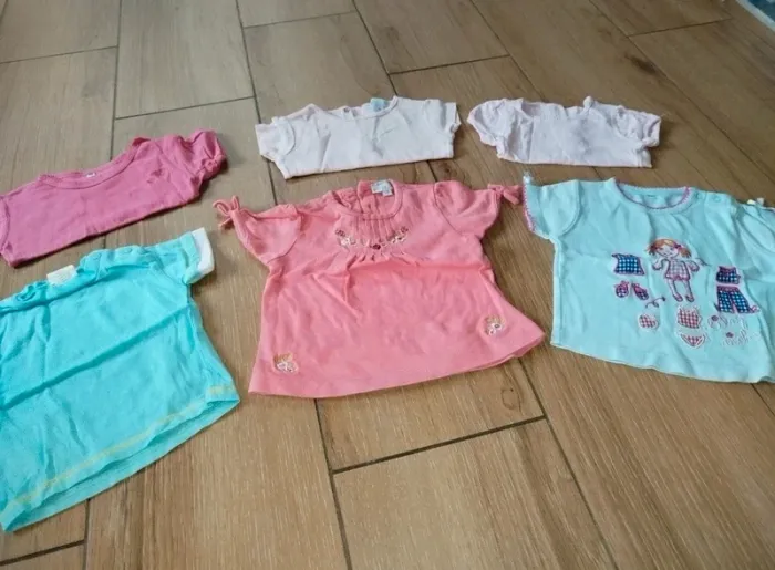 Lot 16 t-shirt manches courtes bébé fille 6 mois - photo numéro 5