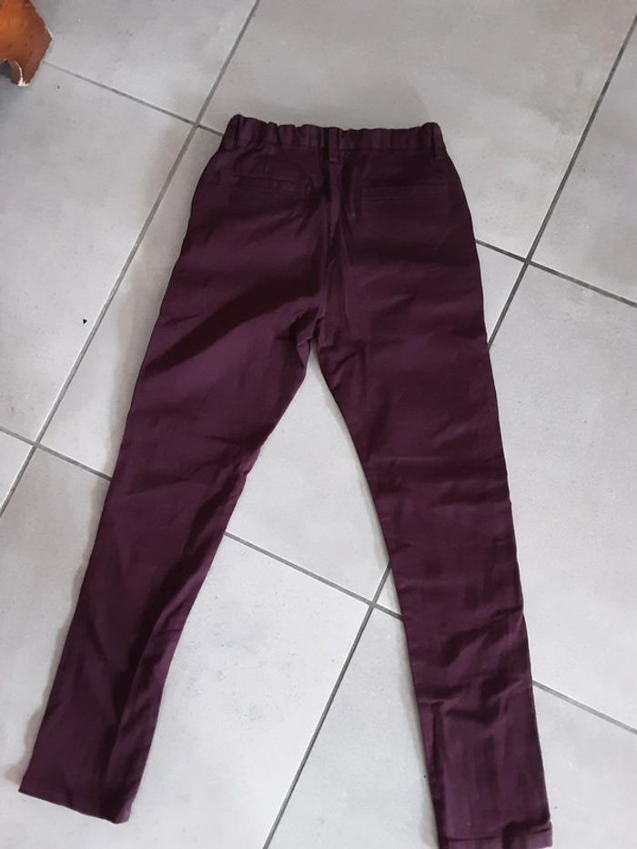 Pantalon jeans habillé bordeaux ajustable T. 10 ans - photo numéro 3