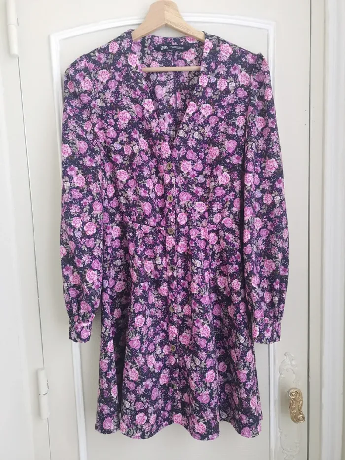 🍙 Robe fleurie romantique mauve taille M