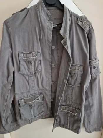 Veste militaire gris vert avec poche id'est taille xl