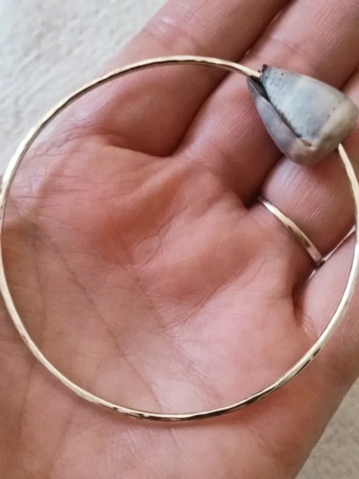 🐚 bracelet jonc argent et coquillage pièce unique 🌺Hawaï 👄 - photo numéro 3